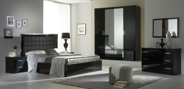 Product photograph of Ambra Black Italian 4 Door Wardrobe from Choice Furniture Superstore.